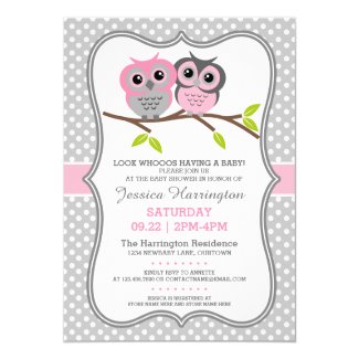 Adorable Owls Baby Shower Invitation