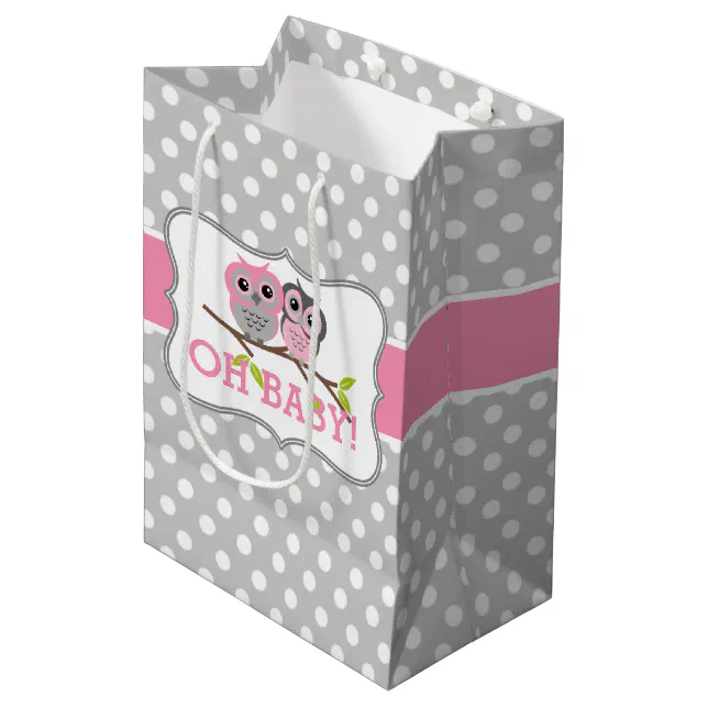 Adorable Owls Baby Shower Medium Gift Bag Zazzle