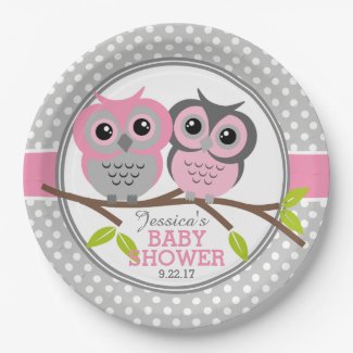 Adorable Owls Baby Shower Paper Plate