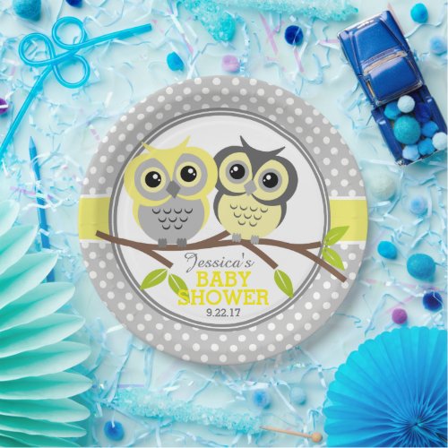 Adorable Owls Baby Shower Paper Plates