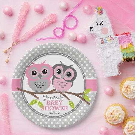 Adorable Owls Baby Shower Paper Plates