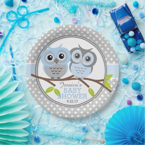 Adorable Owls Baby Shower Paper Plates