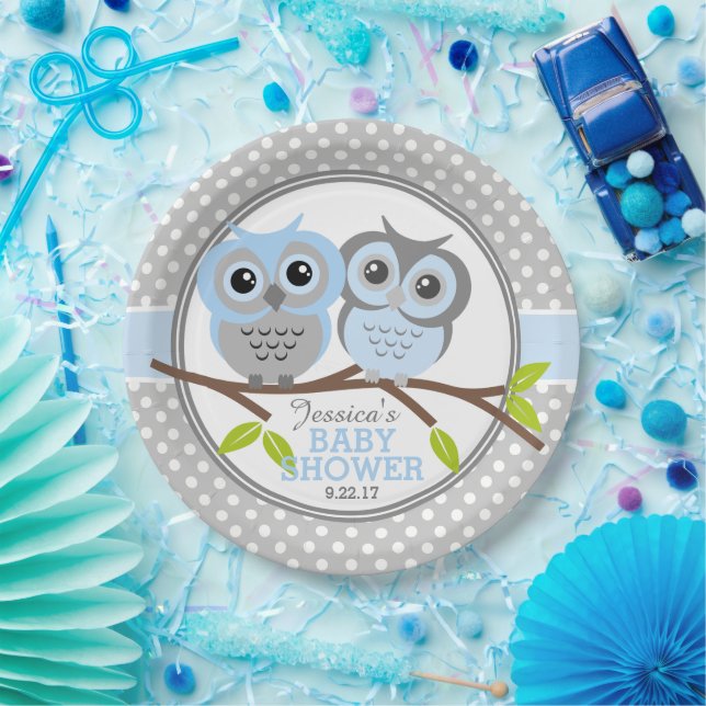 Adorable Owls Baby Shower Paper Plates (Party)