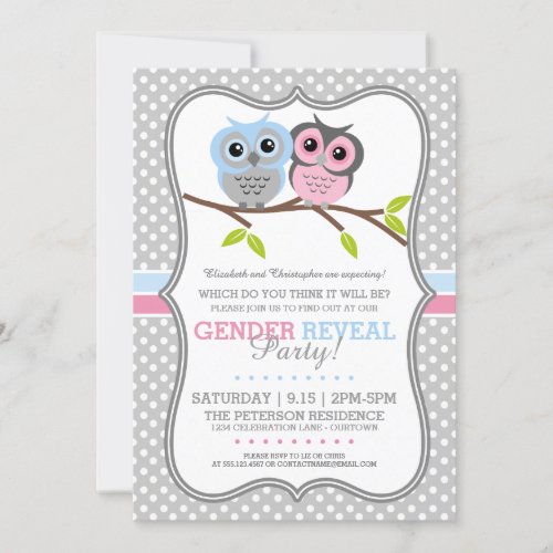 Adorable Owls Gender Reveal Invitation
