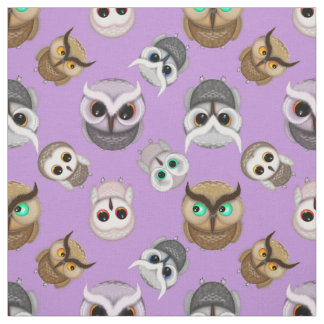 Adorable Owls on Purple Pattern Fabric