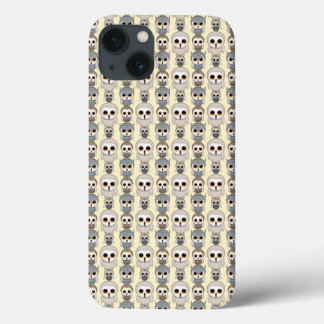 Adorable Owls Pattern on Light Yellow Background iPhone 13 Case