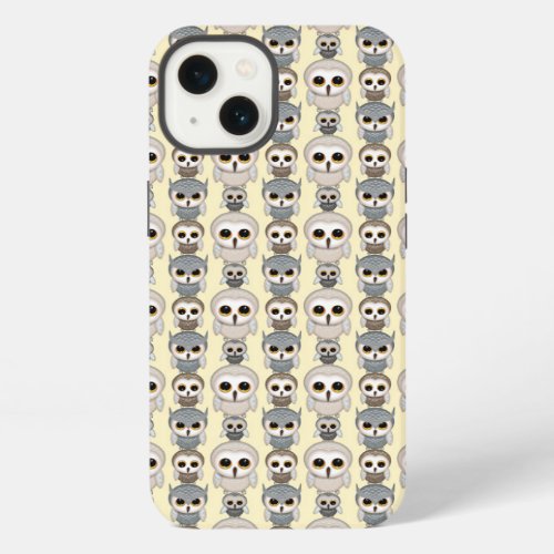 Adorable Owls Pattern on Light Yellow Background iPhone 13 Case