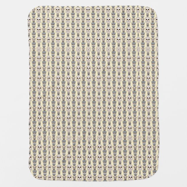 Adorable Owls Pattern on Light Yellow Background Stroller Blanket (Front)