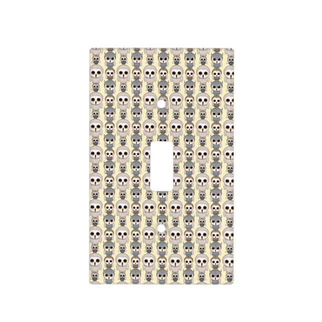 Adorable Owls Pattern on Light Yellow Background Switch Cover (Front)