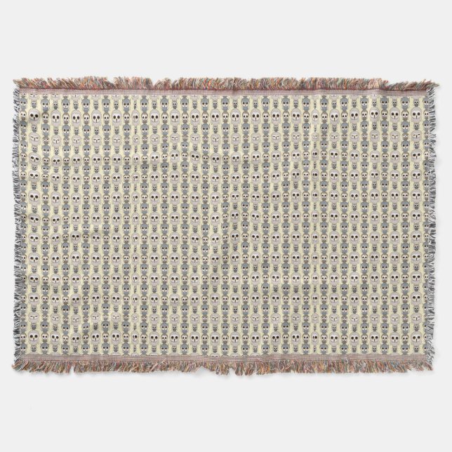 Adorable Owls Pattern on Light Yellow Background Throw Blanket (Front)