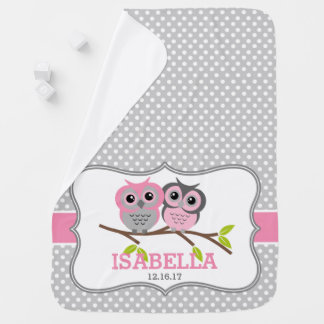 Adorable Owls Personalized Receiving Blanket