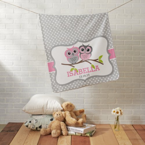 Adorable Owls Personalized Receiving Blanket