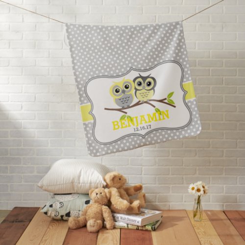 Adorable Owls Personalized Swaddle Blanket