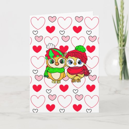 Adorable Owls  Valentines Day  I Love You  Card