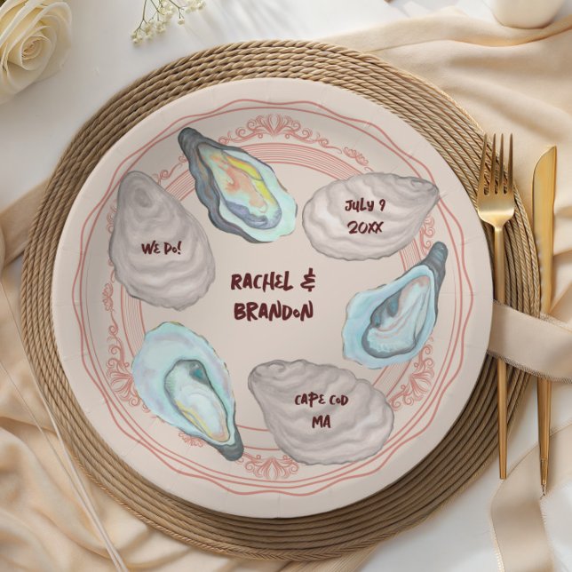 Adorable Oyster Roast Plate, Coastal Wedding Paper Plates (Creator Uploaded)