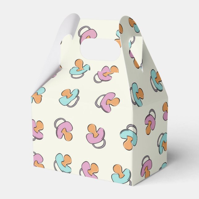 Adorable Pacifier Gender Reveal Baby Shower Favor Boxes (Front Side)