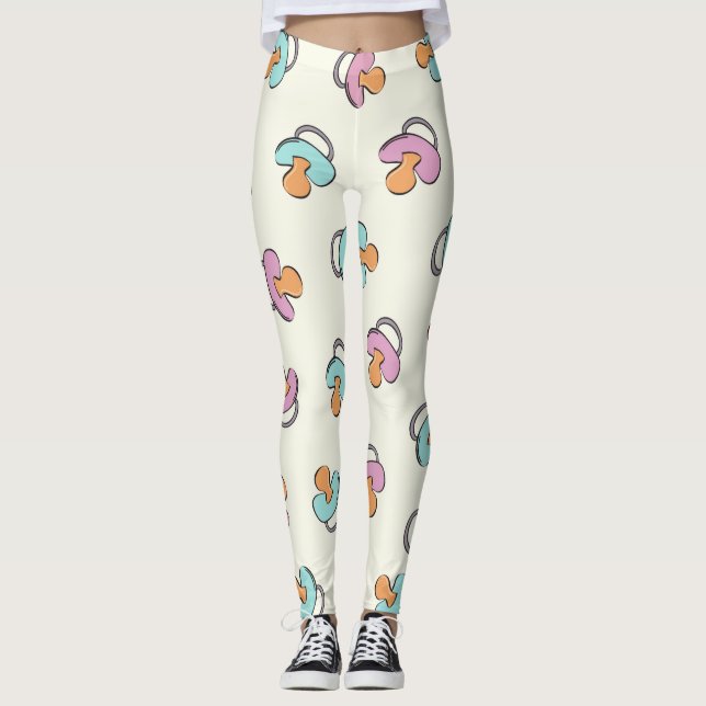 Adorable Pacifier Gender Reveal Baby Shower Leggings (Front)