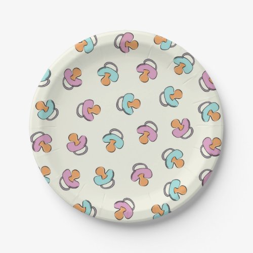 Adorable Pacifier Gender Reveal Baby Shower Paper Plates