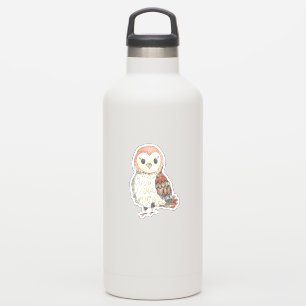 Adorable Painted Watercolor Barn Owl Sticker