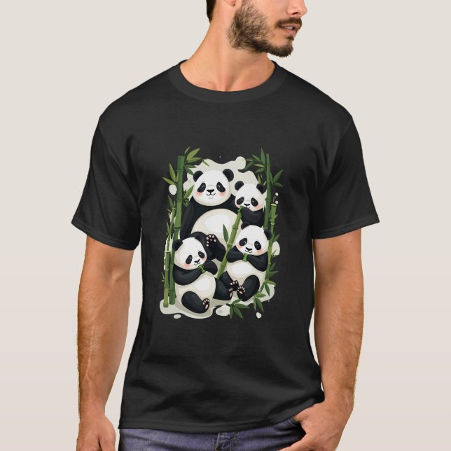 Adorable Panda and Bamboo All-Over Print Pattern o T-Shirt (Front)