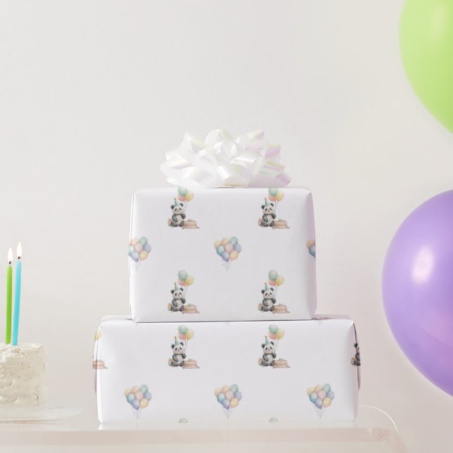 Adorable Panda animal Balloon Gift Wrapping Paper (Party Gifts)