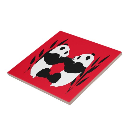 Adorable Panda Bear Animals Red Ceramic Tile | Zazzle.com