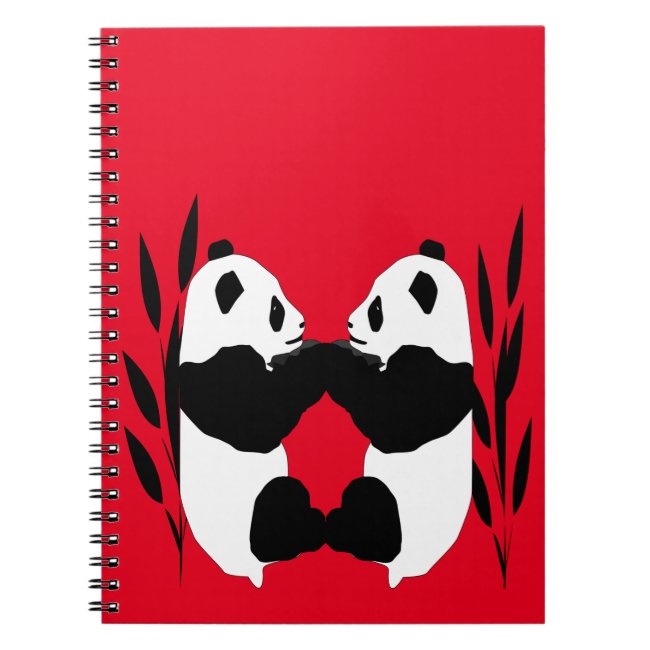 Adorable Panda Bear Animals Red Notebook