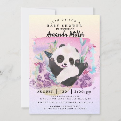 Adorable Panda Bear Baby Shower Invitation