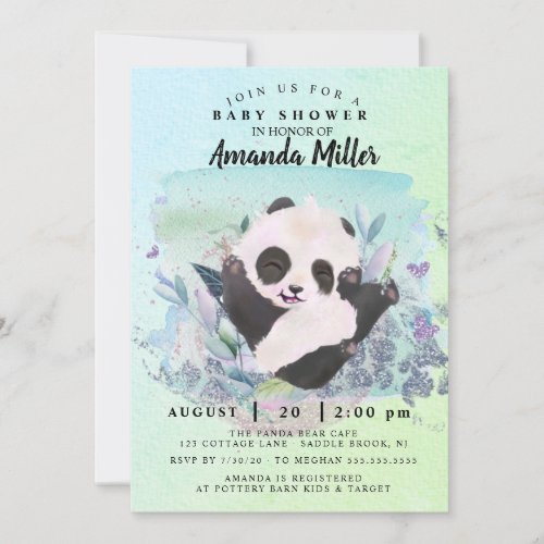 Adorable Panda Bear Baby Shower Invitation