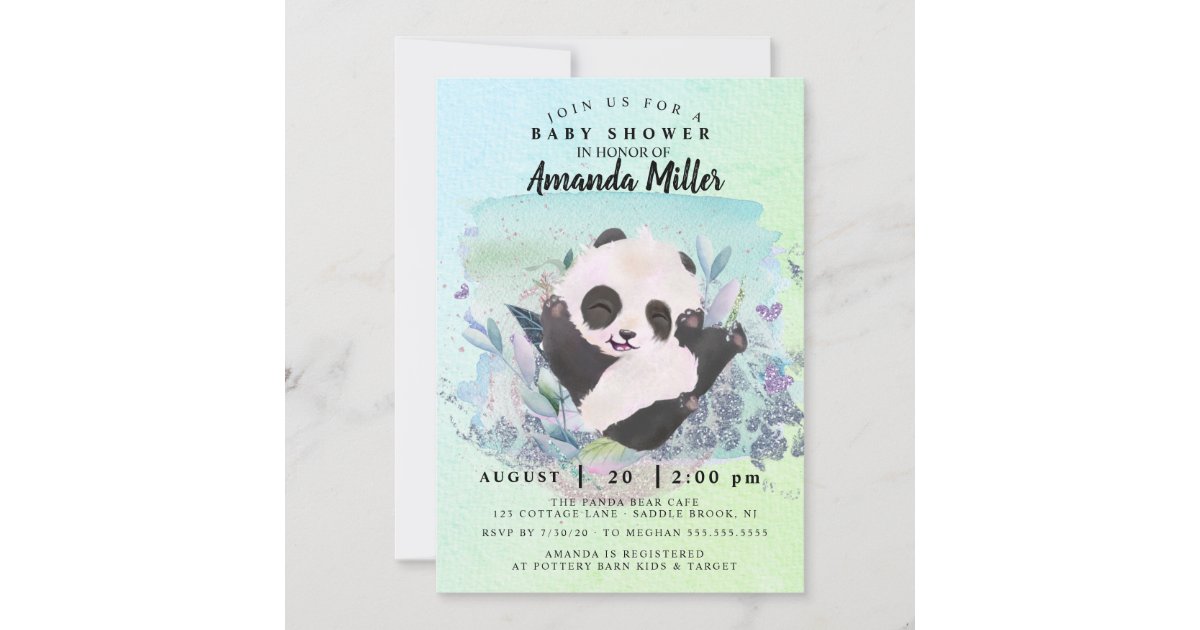 Adorable Panda Bear Baby Shower Invitation | Zazzle