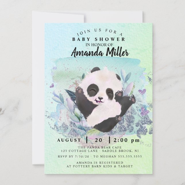 Adorable Panda Bear Baby Shower Invitation (Front)