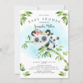 Adorable Panda Bear Boys Baby Shower Invitation (Front)