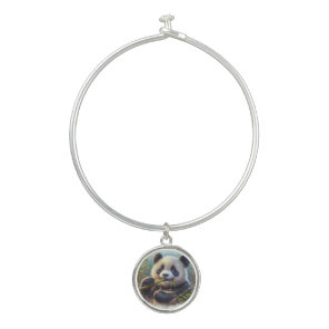 Adorable Panda Bear Eating Bamboo Bangle Bracelet