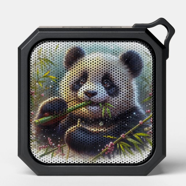 Adorable Panda Bear Eating Bamboo Bluetooth Speaker (Front)