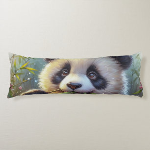 Adorable Panda Bear Eating Bamboo Body Pillow