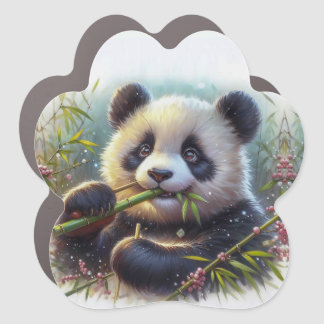 Adorable Panda Bear Eating Bamboo Car Magnet