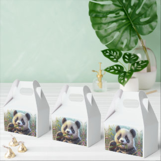 Adorable Panda Bear Eating Bamboo Favor Boxes