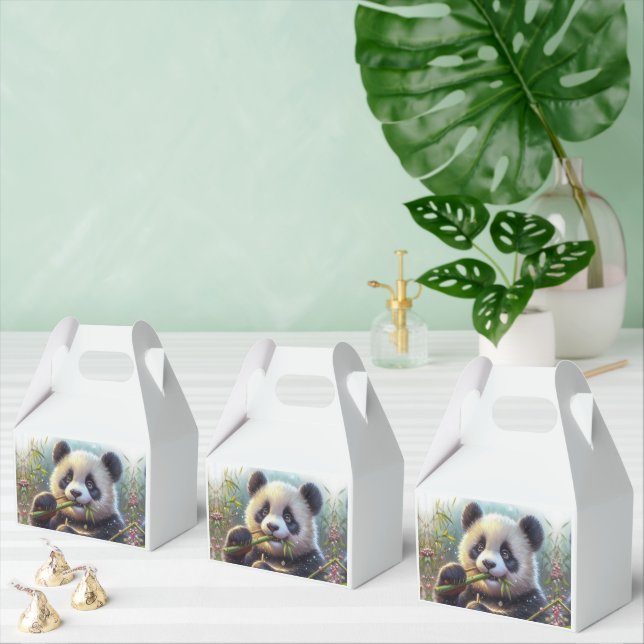 Adorable Panda Bear Eating Bamboo Favor Boxes (Multiple)
