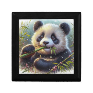 Adorable Panda Bear Eating Bamboo Gift Box