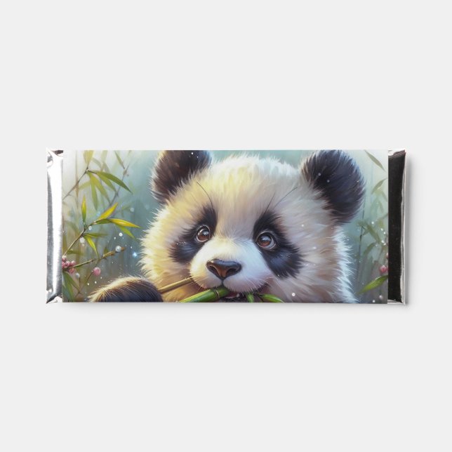 Adorable Panda Bear Eating Bamboo Hershey Bar Favors (Front)