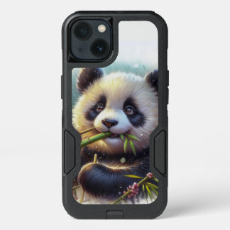 Adorable Panda Bear Eating Bamboo iPhone 13 Case