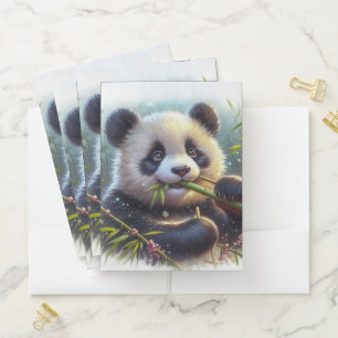 Adorable Panda Bear Eating Bamboo Pocket Folder