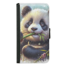 Adorable Panda Bear Eating Bamboo Samsung Galaxy S5 Wallet Case