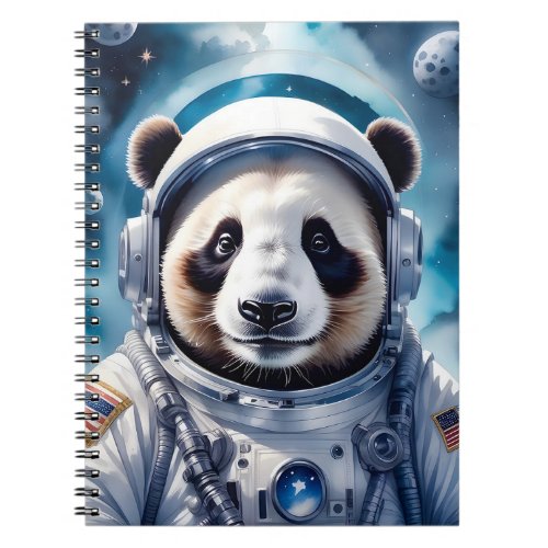 Adorable Panda Bear in Astronaut Suit Outer Space Notebook