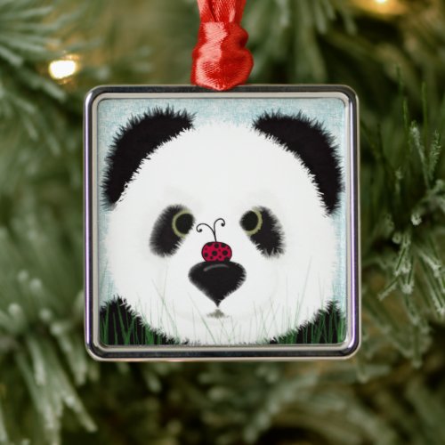 Adorable Panda Bear Metal Ornament