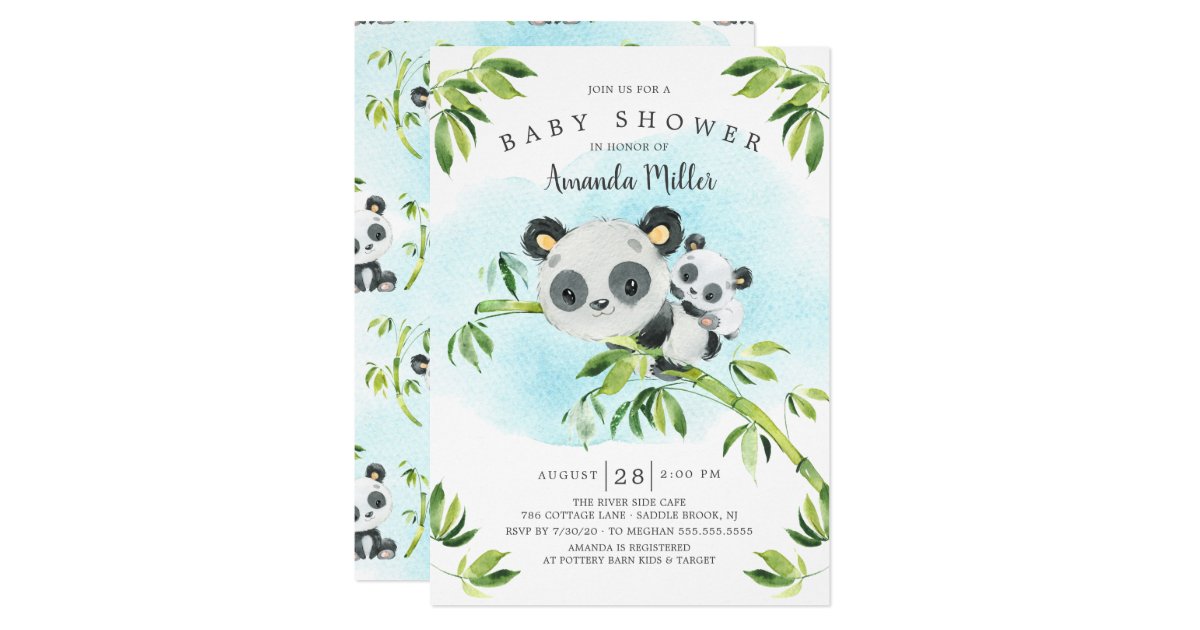 Adorable Panda Bear Neutral Baby Shower Invitation Zazzle Com