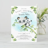 Adorable Panda Bear Neutral Baby Shower Invitation (Standing Front)
