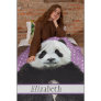 Adorable Panda Bear Purple Name Kids Animal  Fleece Blanket