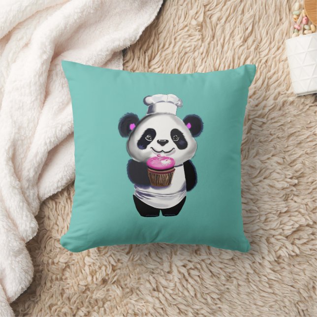 Adorable Panda Bear Throw Pillow (Blanket)