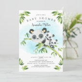 Adorable Panda Bears Twins Baby Shower Invitation (Standing Front)